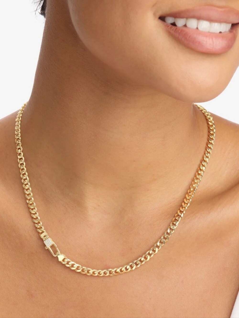 Melinda Maria Julian Pave Lock Necklaxe 5 MM Gold